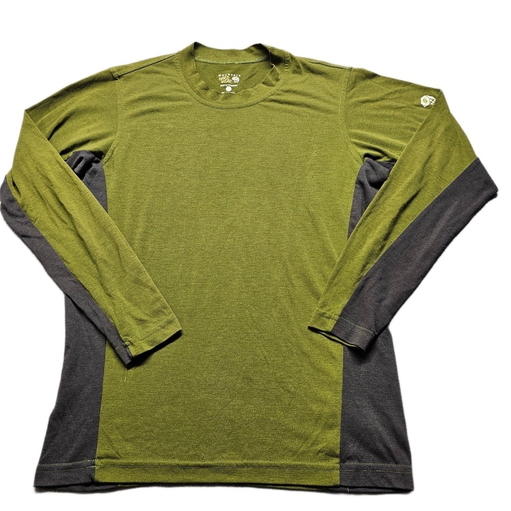 Mountain Hardwear Base Layer Shirt Mens Green Gray Long Sleeve Gym Athleisure